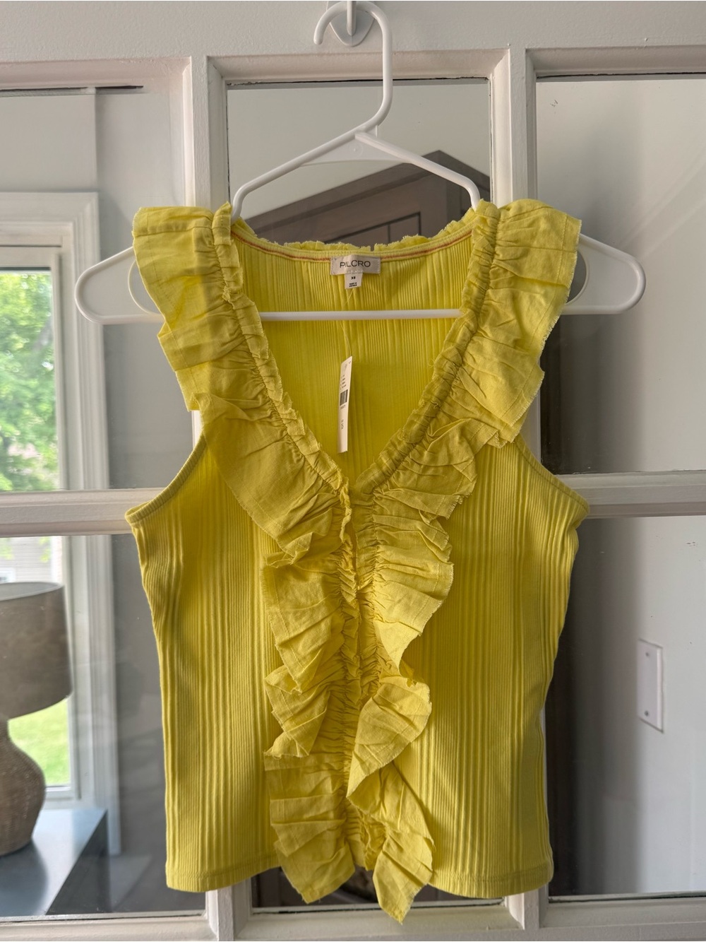 Anthropologie Pilcro Pleated Ruffle V-Neck Sleeveless Top Size XS